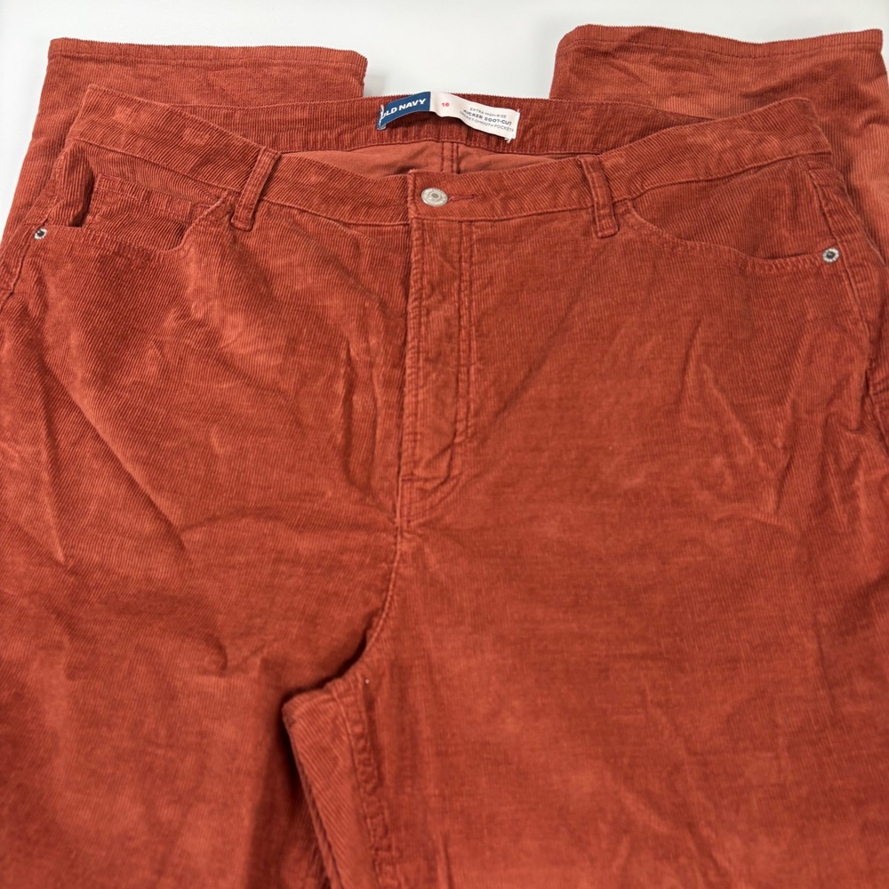 Old Navy Womens 16 Orange Kicker Boot-Cut Corduroy Pants High Rise Rust